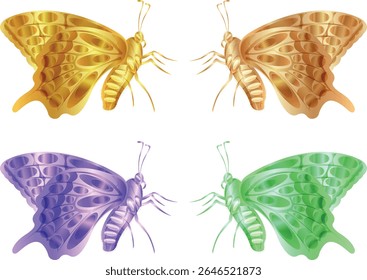 vector butterfly drawings. 3d illustration images.