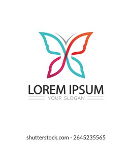 Vector butterfly emblem for nature inspired brand and beauty wellness company