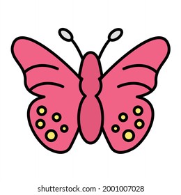 Vector Butterfly Filled Outline Icon Design
