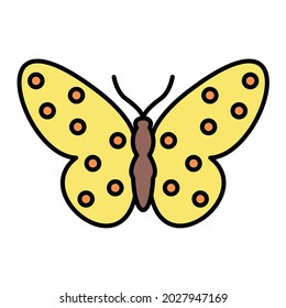 Vector Butterfly Filled Outline Icon Design
