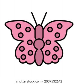 Vector Butterfly Filled Outline Icon Design
