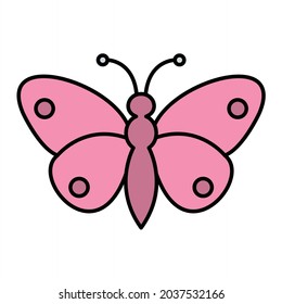 Vector Butterfly Filled Outline Icon Design
