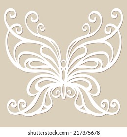 Vector butterfly. Hand drawn ornamental tattoo.