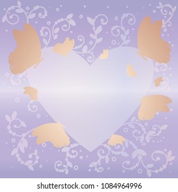 vector Butterfly with heart purple 