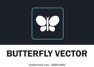 Vector of butterfly icon isolated on dark background. For designer.