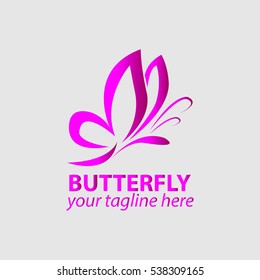 Vector Butterfly Icon Logo Purple