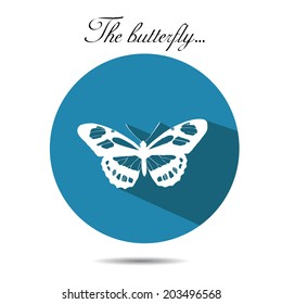 Vector butterfly icon. On the white background. EPS