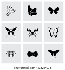 Vector butterfly icon set on grey background