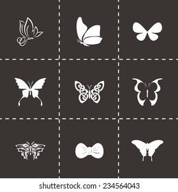Vector butterfly icon set on black background