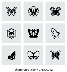 Vector Butterfly icon set on grey background