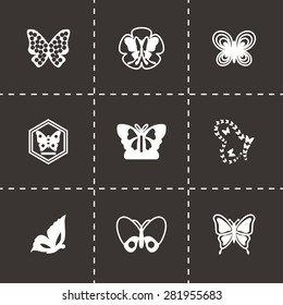 Vector Butterfly icon set on black background
