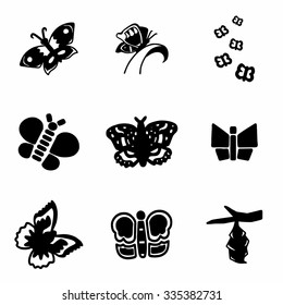 Vector Butterfly icon set on white background