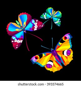 vector butterfly insect art white decorative color 