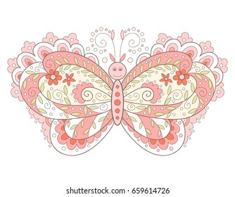 Vector butterfly isolated on white.