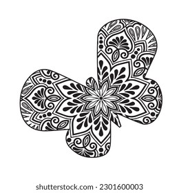 Página de color de la manala de mariposa vectora