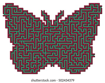 Vector Butterfly Maze for Children