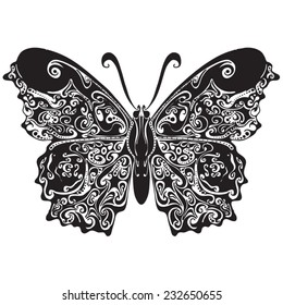 Vector butterfly in a modern abstract lacy 'doodle' style. 