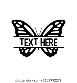 Vector Butterfly Name Frame on White Background