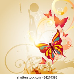 vector butterfly on abstract style background