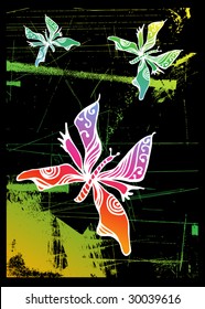 vector butterfly on grunge background