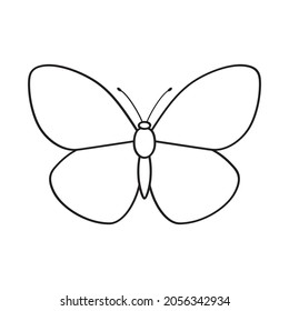 Vector butterfly. Outline drawing. Doodle sketch, black line.