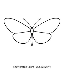 Vektorschmetterling. Umrisszeichnung. Doodle-Skizze, schwarze Linie.