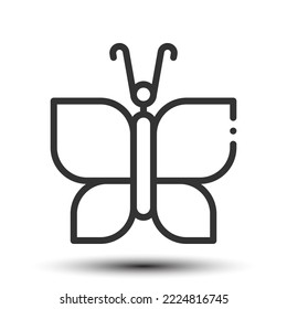 Vector butterfly outline icon on the empty white background, environment and animal concept, 64x64 pixel perfect for website UI media, mobile application, poster design