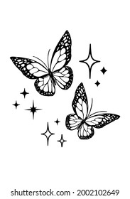 Vector Butterfly Outline Silhouette Black Tattoo Stock Vector (Royalty ...