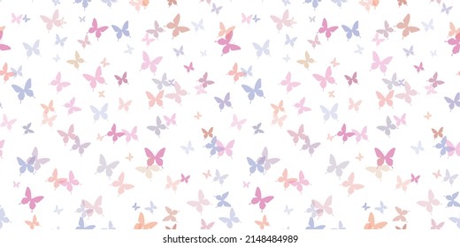 Vector butterfly pattern for spring, pastel butterfly background, seamless repeat wallpaper.