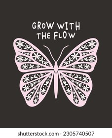 vector butterfly pattern with wings decorated with flowers