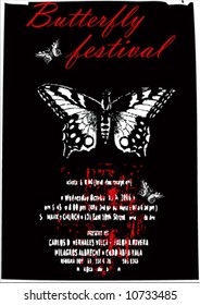 vector butterfly poster on a typographic background