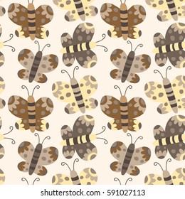 Vector butterfly seamless pattern background, brown and yellow camouflage colors 