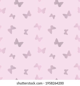 Vector butterfly seamless repeat pattern design background. Gradient butterfly silhouette, cute girly pastel pattern.