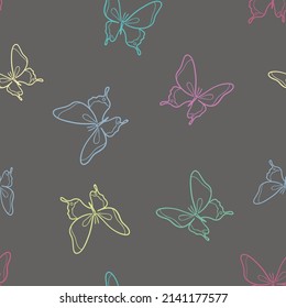 Vector butterfly seamless repeat pattern design background.