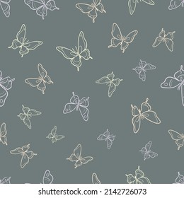Vector butterfly seamless repeat pattern background. Earth tones, nature pattern.