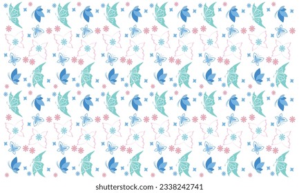 Vector butterfly seamless repeat pattern design background.