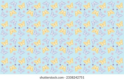 Vector butterfly seamless repeat pattern design background.