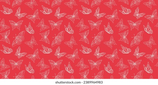Vector butterfly seamless repeat pattern design background. Random colorful butterfly silhouette, cute girly pastel pattern.