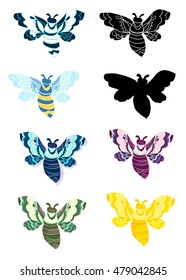 vector butterfly set , vector wasp set , bee set  vector, nature vector illustration, ornamental bee set  