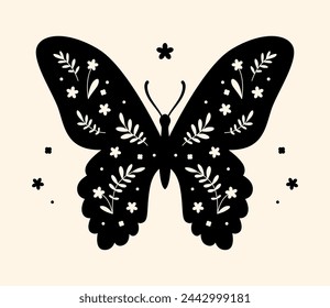 Vektor-Schmetterling. Silhouette flache Darstellung.