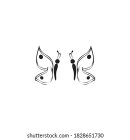 Vector - icono de mariposa simple. Ilustración vectorial. Logotipo
