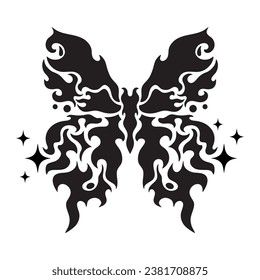 Vector butterfly tattoo stars magic gothic black