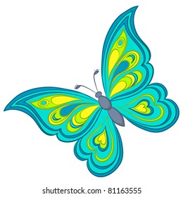Vector, butterfly with various colorful wings on a white background