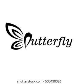 Vector BUTTERFLY Word Icon Logo Black