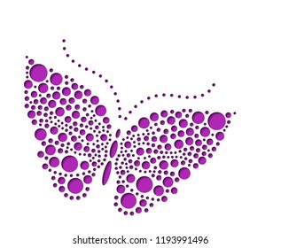 Vector butterfly's drawn with dots. The template is suitable for greeting cards, invitations. The picture suitable for laser cutting or printing. Dotted butterfly for laser cut.