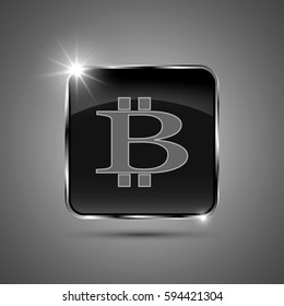 The vector button with bit coin symbol