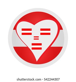 Vector button collection. Flag Austria button. Heart and flags.