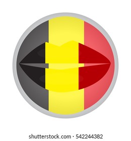 Vector button collection. Flag Belgium button. Lips girls.