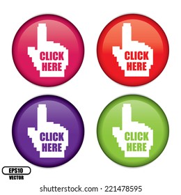Vector : Button Colorful Click Here Design Over White Background.