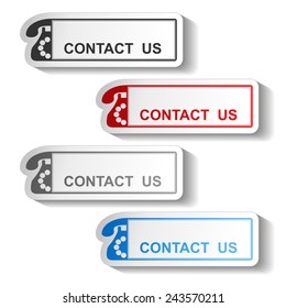 Vector button of contact us - rectangle design with old phone